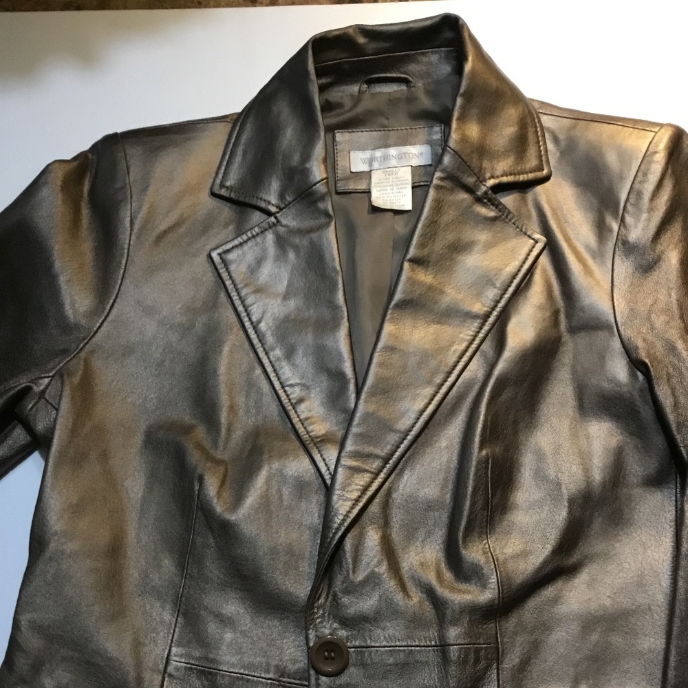 GENUINE LEATHER WORTHINGTON BRONZE BLAZER SZ: SMALL